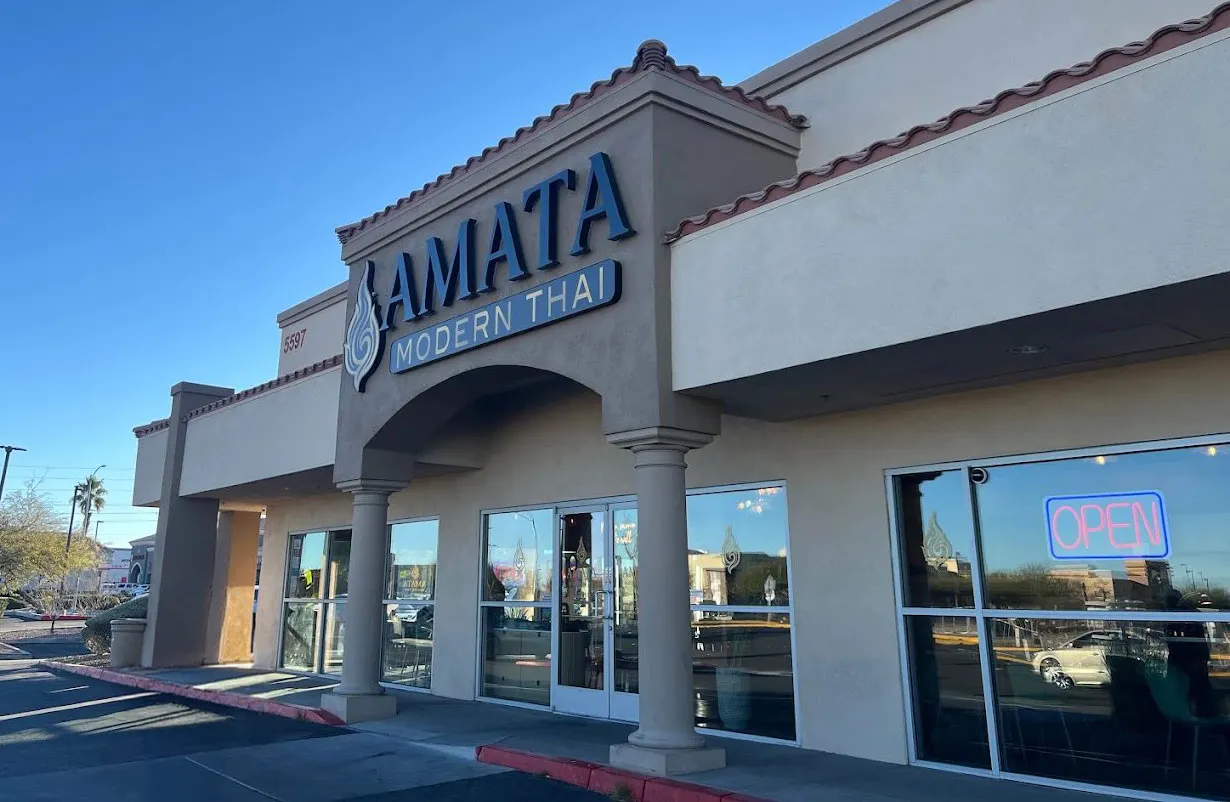 Amata Modern Thai storefront in the daytime